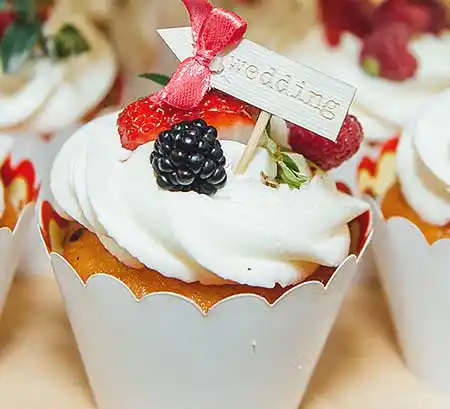 Cupcake mit Buttercreme Topping in weiß.