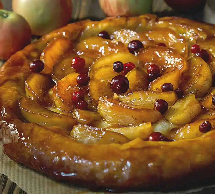 Apfelkuchen karamellisiert.